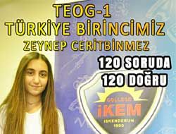 TEOG-1 Trkiye Birincisi Zeynep Ceritbinmez